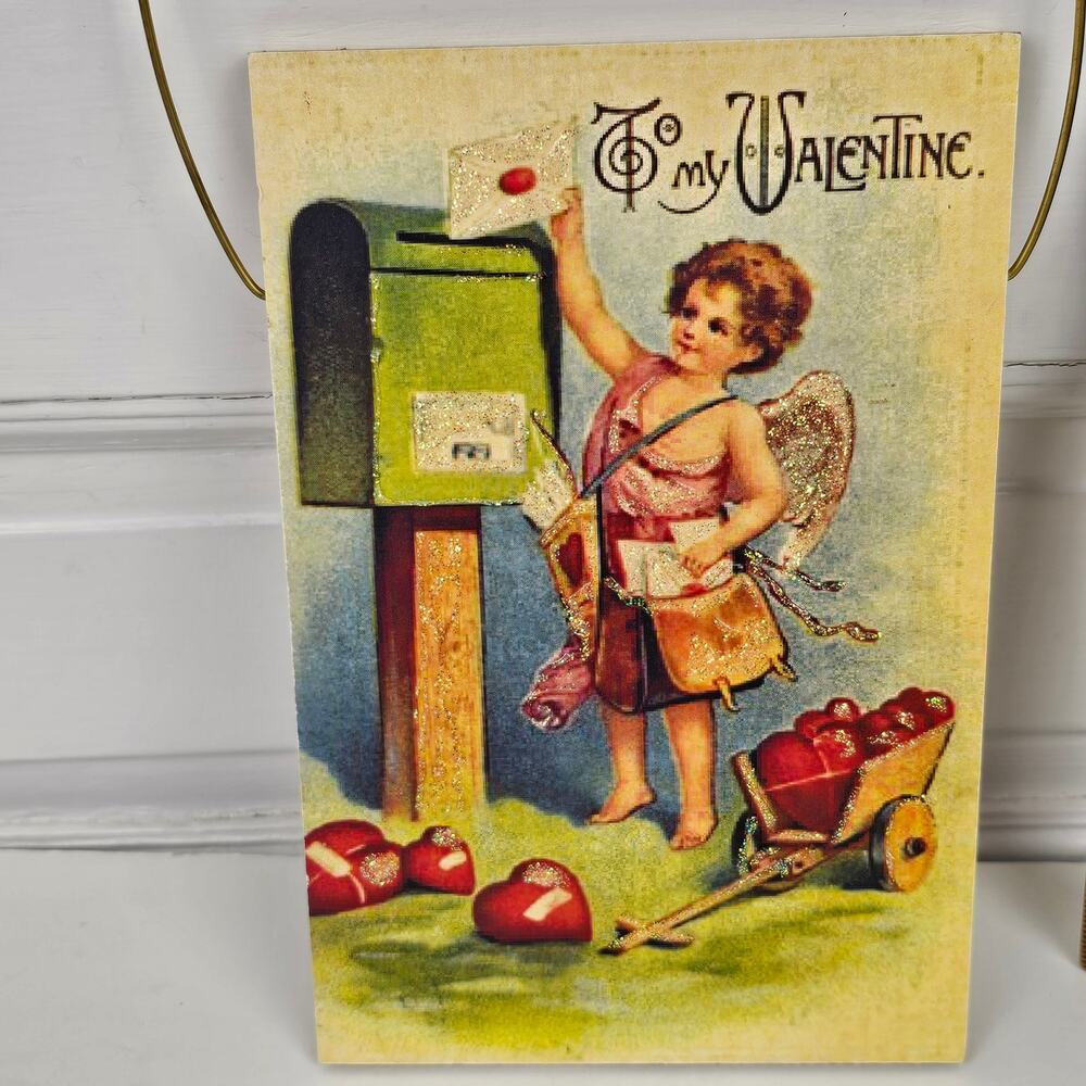 Victorian Valentine wall decor To My Valentine cupid Post box cottage